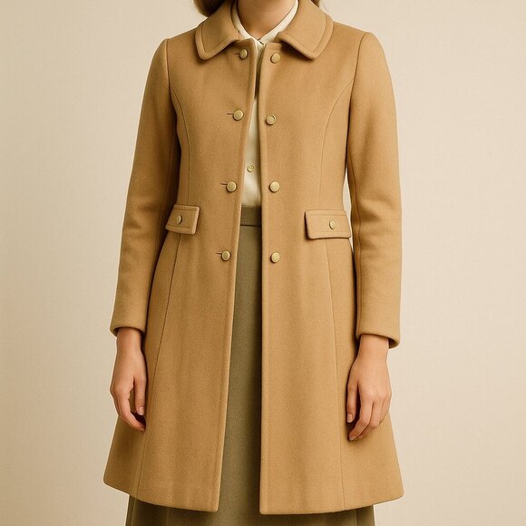 AMICALE Jackets & Blazers - Vintage Amicale California Camel Hair OverCoat Trench Women's Gold Button Front